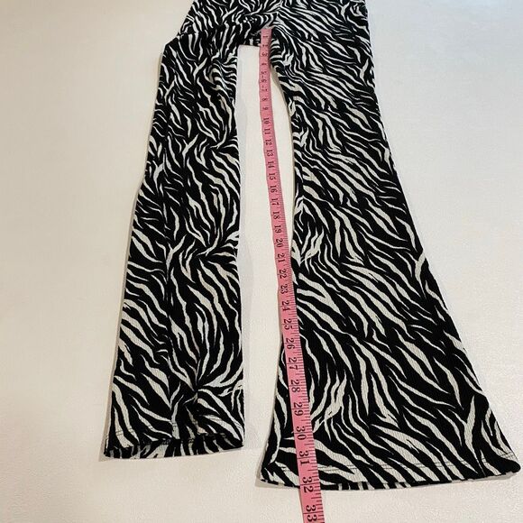 Topshop Zebra Print Flared Pants Women’s Size 2 Stretch High Waist Retro Y2K - Picture 7 of 9